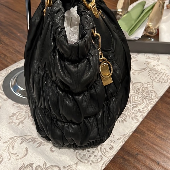 Prada black nylon and leather with gold hardware medium - Picture 12 of 12